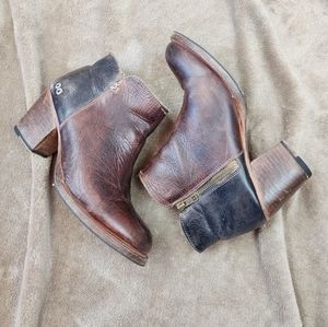 Bed Stu Genuine Natural Leather Two Tone Yell Bench Made Booties Size 9.5